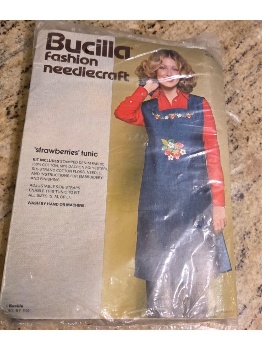 Vintage NEW Bucilla Fashion Needlecraft Strawberries Tunic Dress Kit 3359 Granny